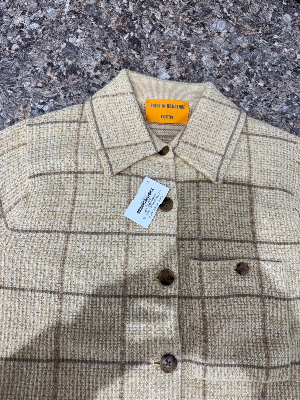 Guest in Residence Cream Windowpane Knit Shacket